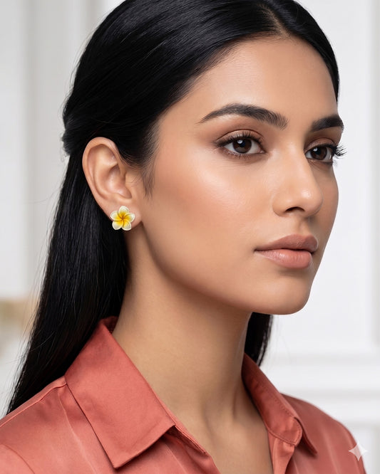 Floral Yellow white earring