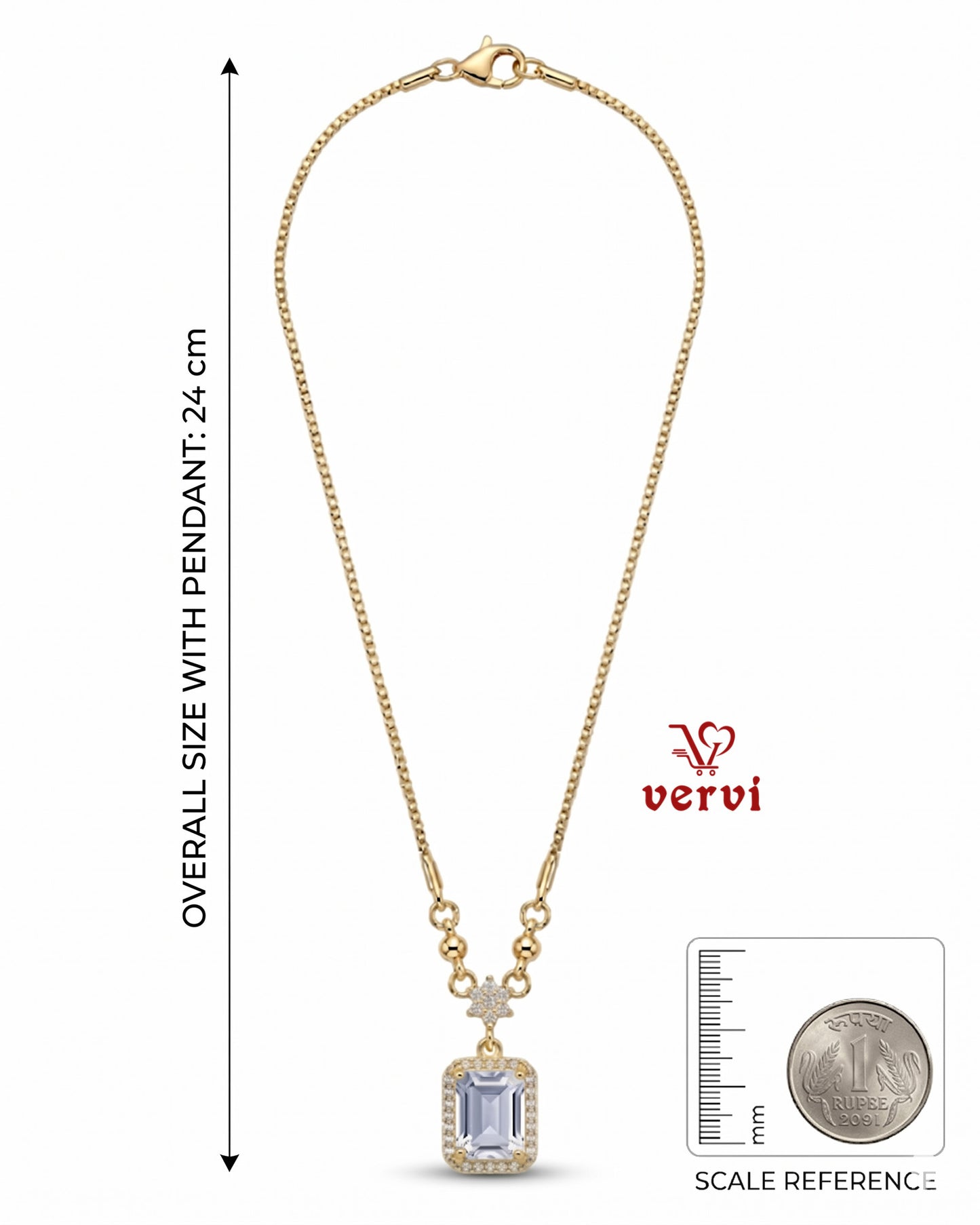 Crystal Cut Pendant Chain