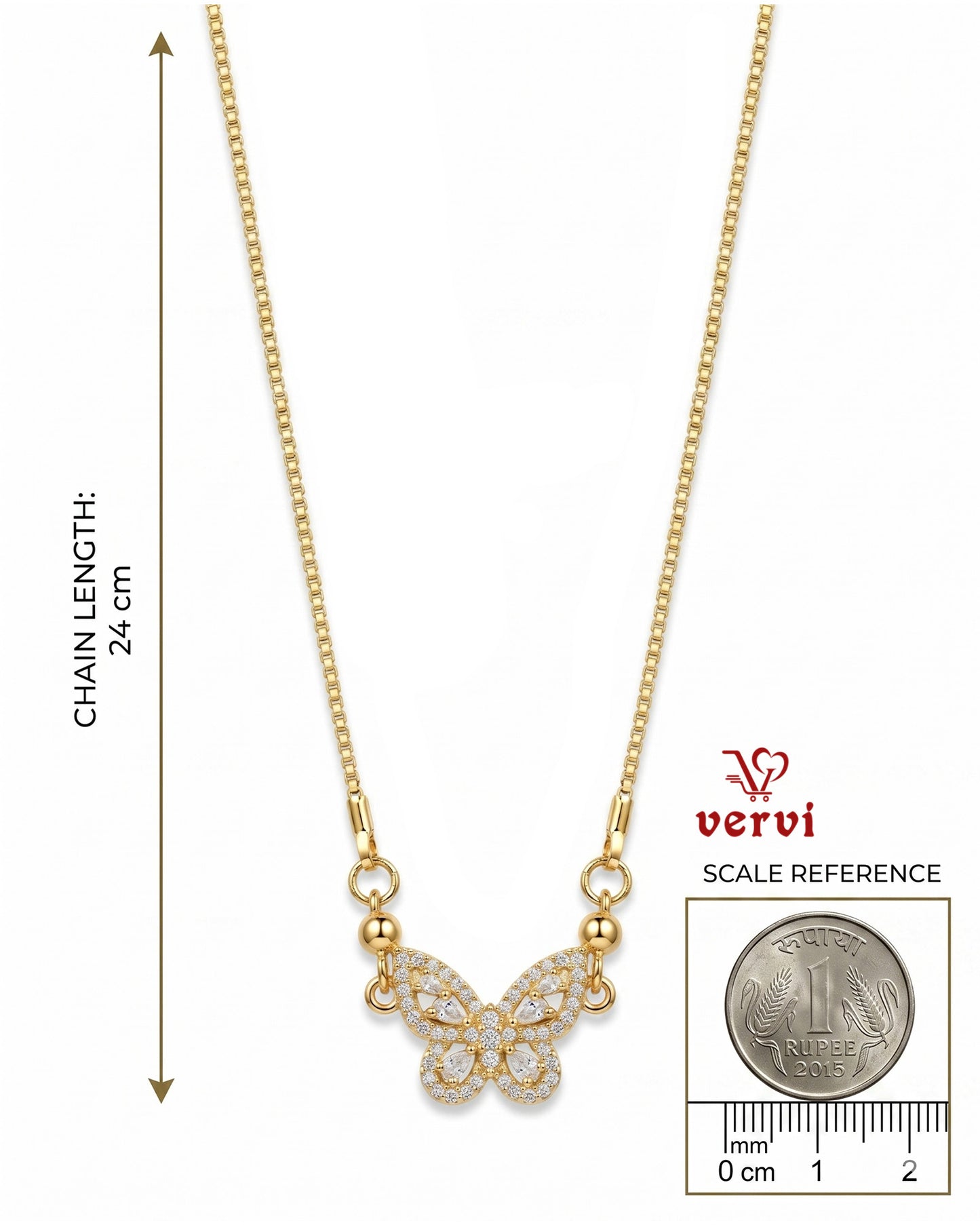 Luxe Butterfly Sparkle Pendant Chain