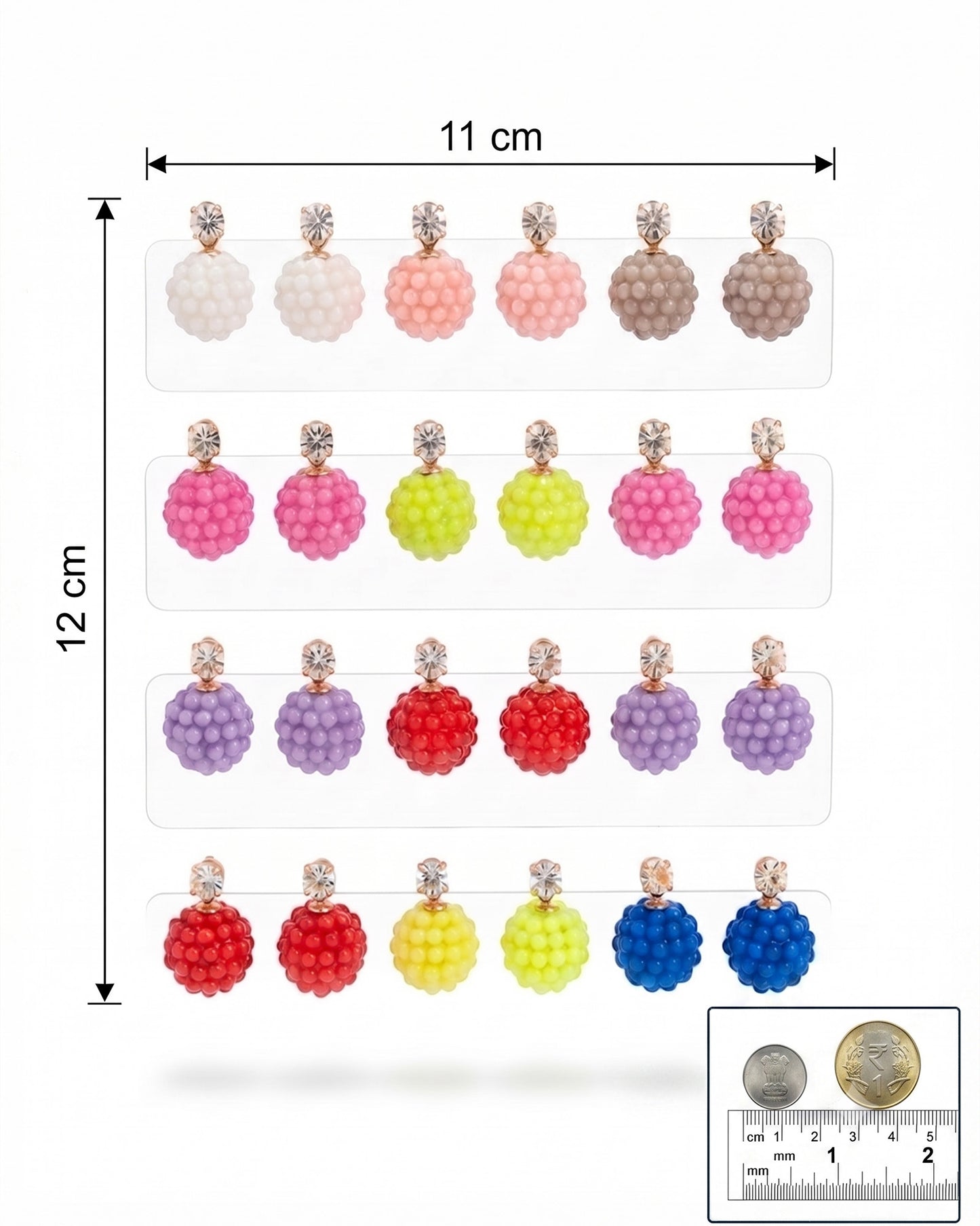 Color Balls stud earrings Combo Pack