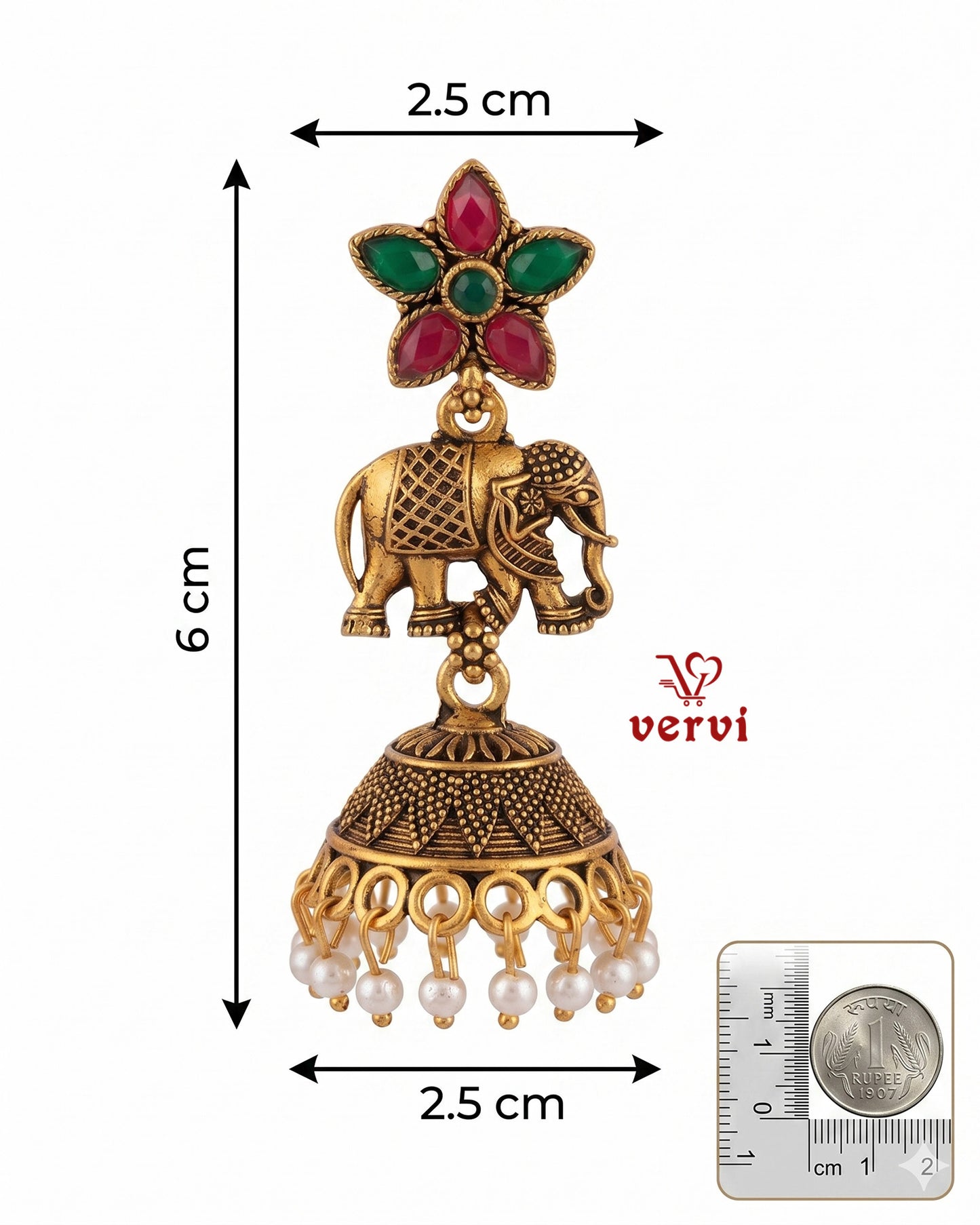 Antique Elephant Temple Jhumka