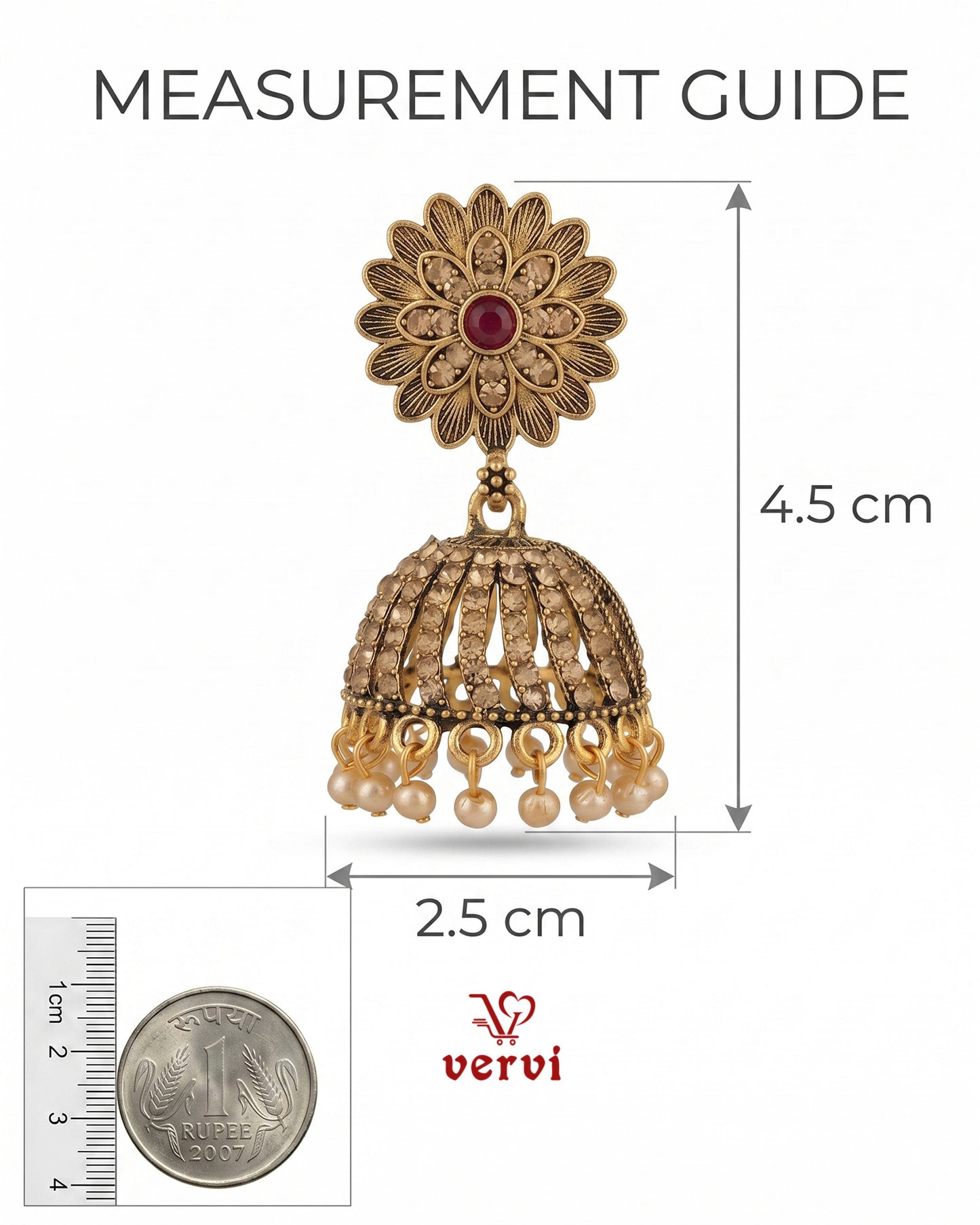 Antique Gold Flower Jhumka