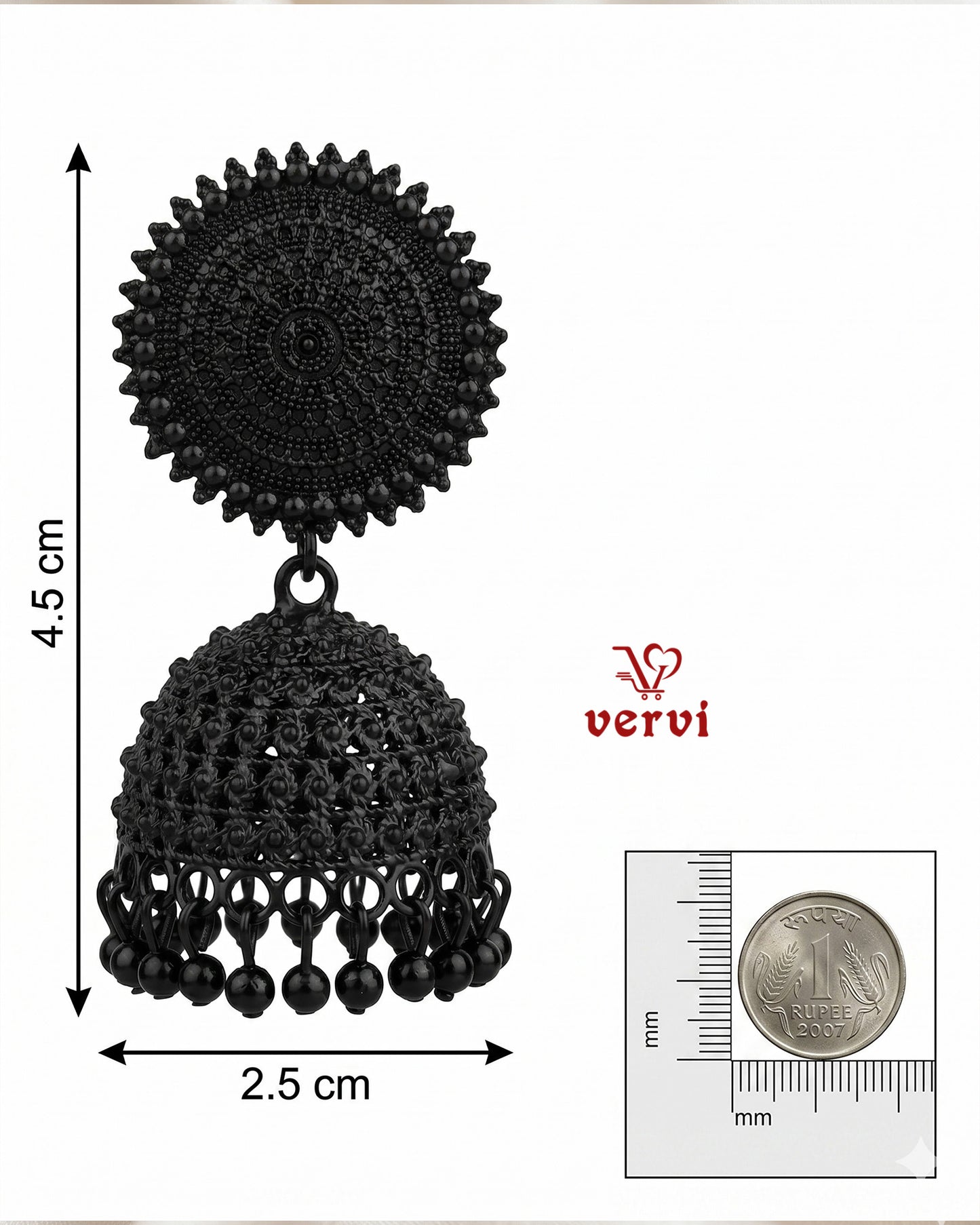 Black Oxidized Disc Jhumka