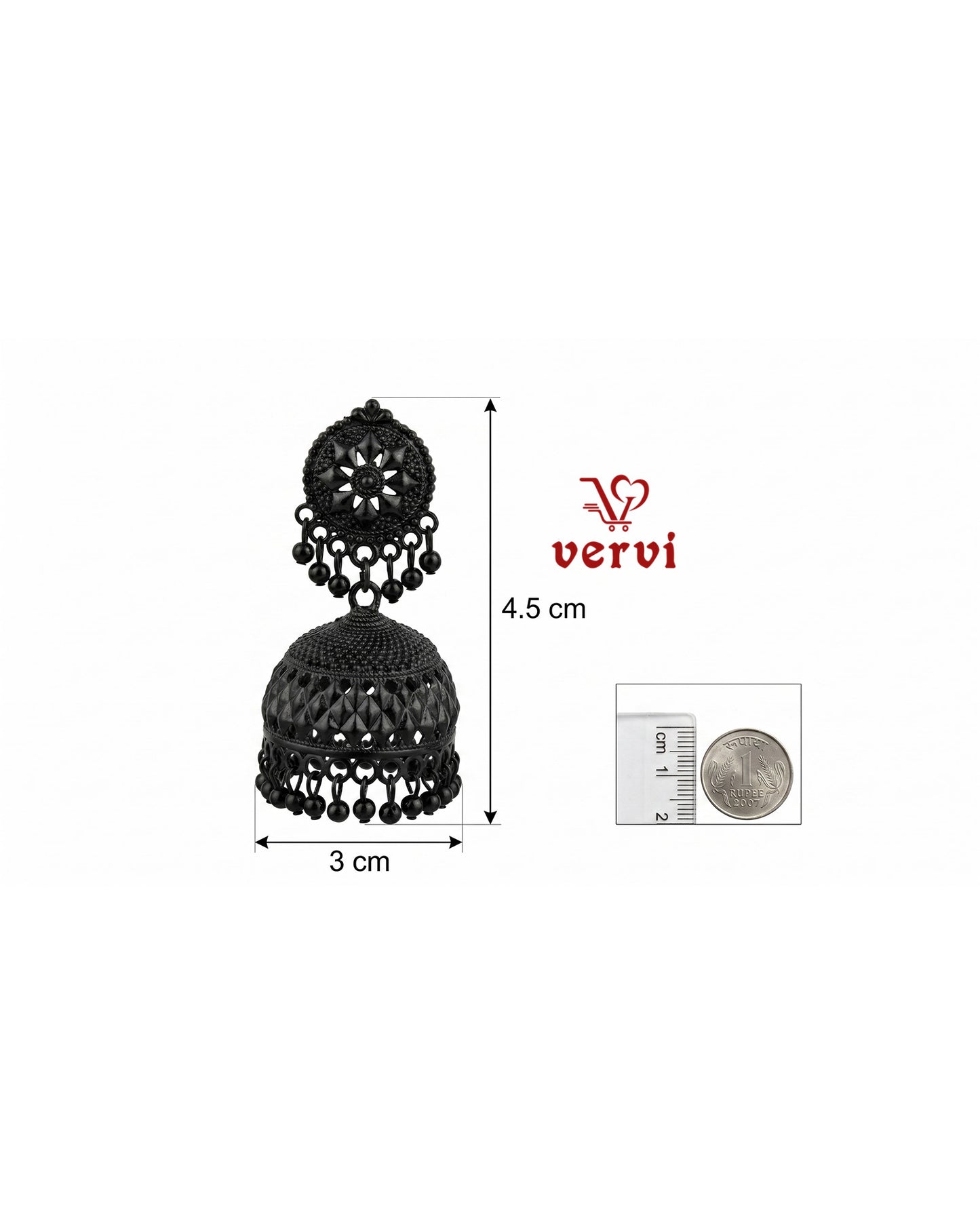 Black Oxidized Floral Jhumka