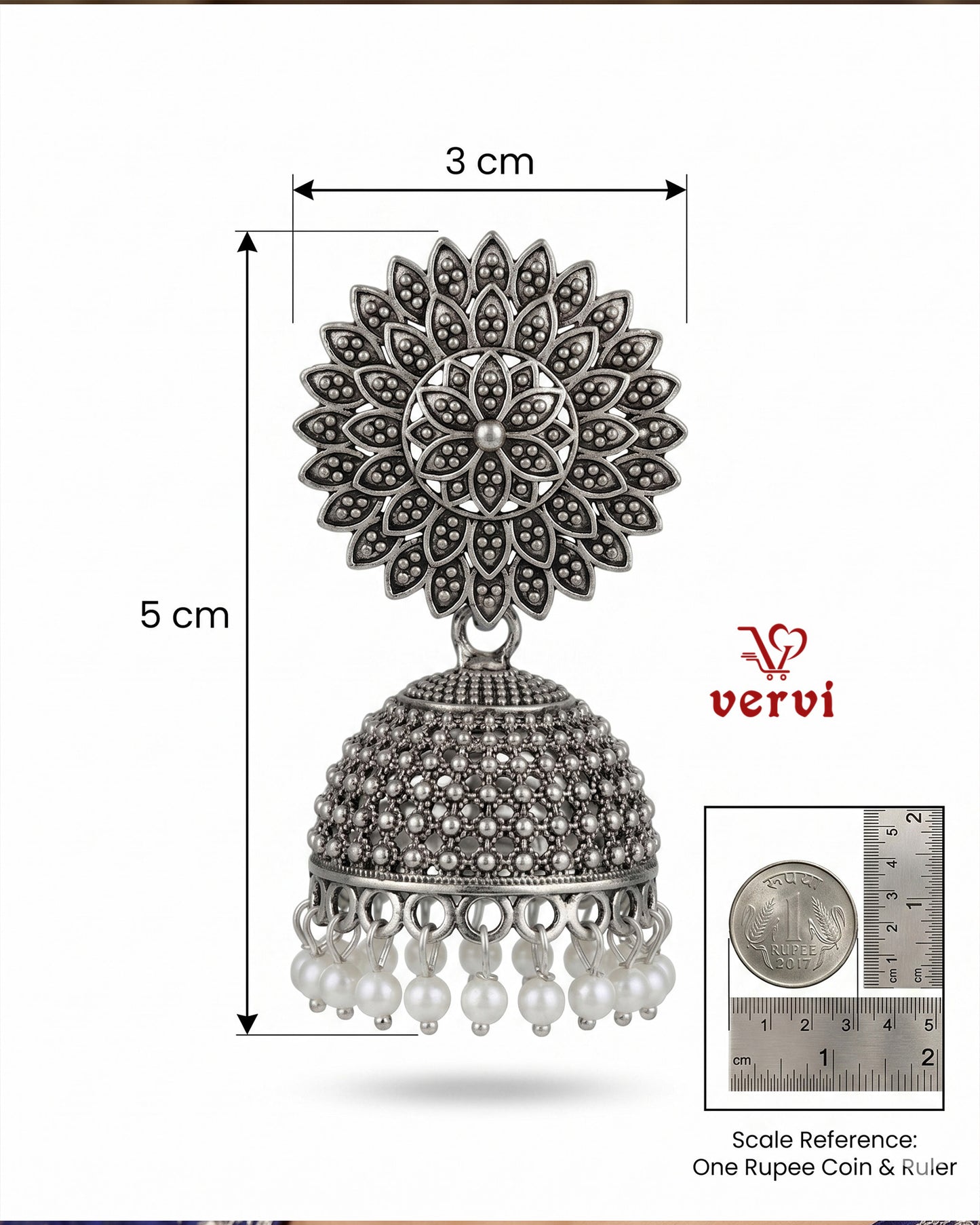 Oxidized Floral Mandala Jhumka