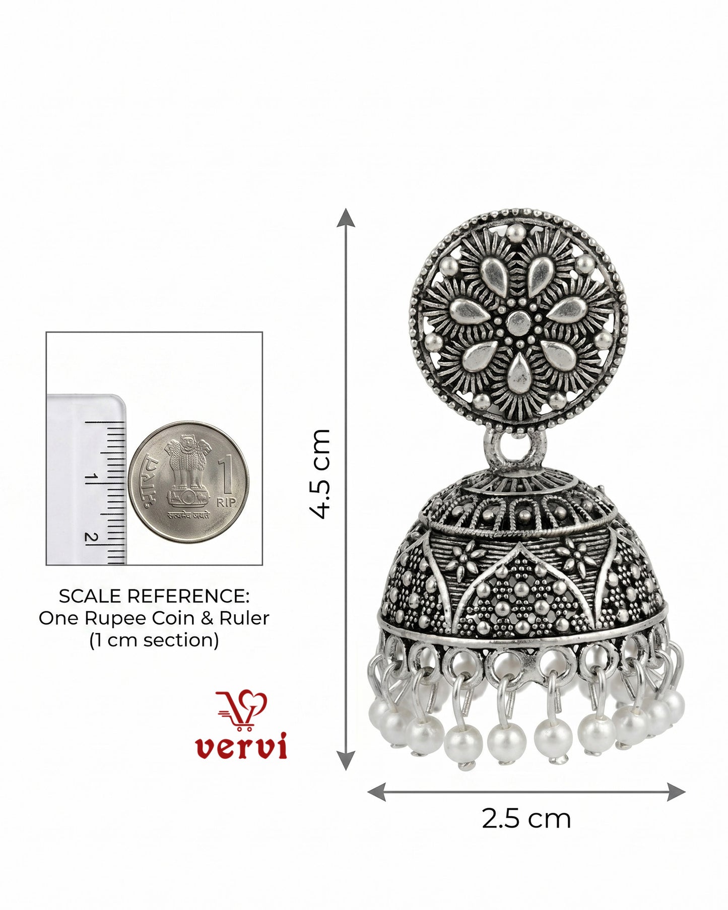 Oxidized Floral Disc Jhumka