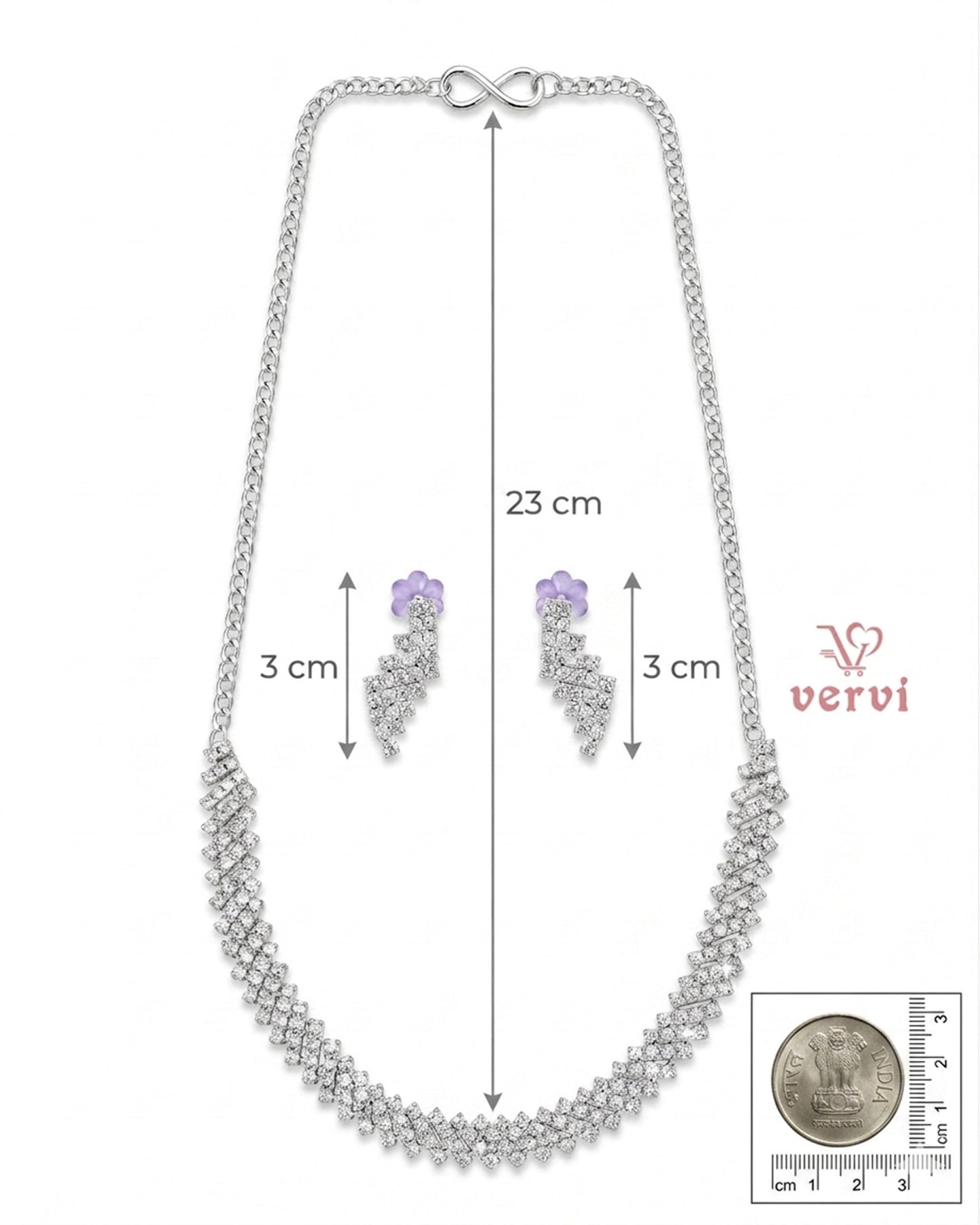Silver Stone Necklace Set