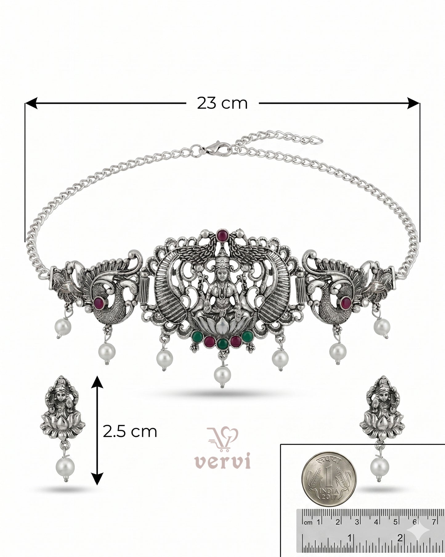 Oxidized Lakshmi Peacock Choker