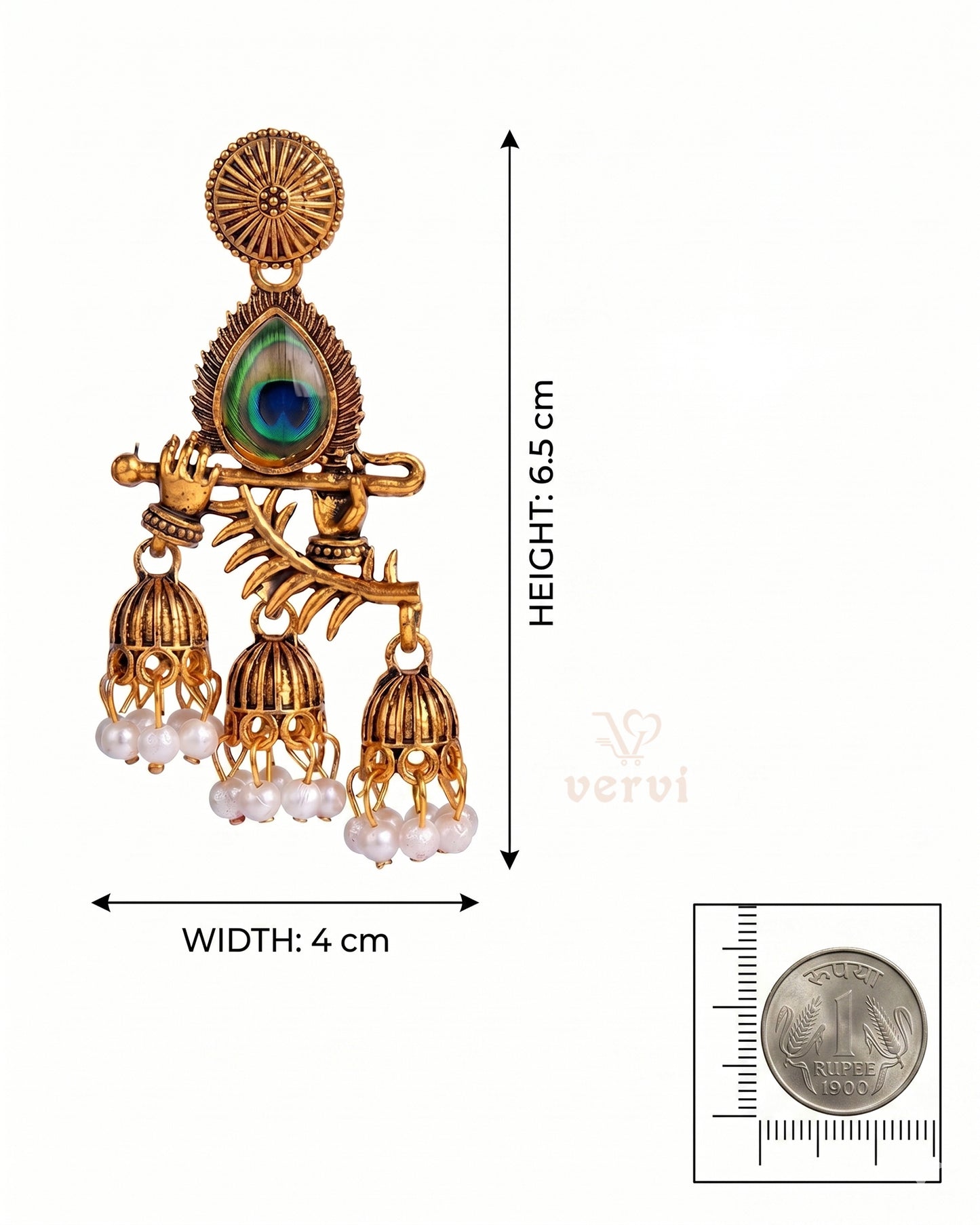 Krishna Flute Peacock Jhumka