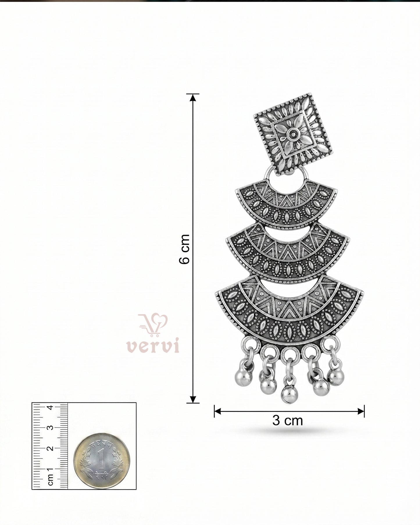 Oxidized Triple Arc Layered Jhumka