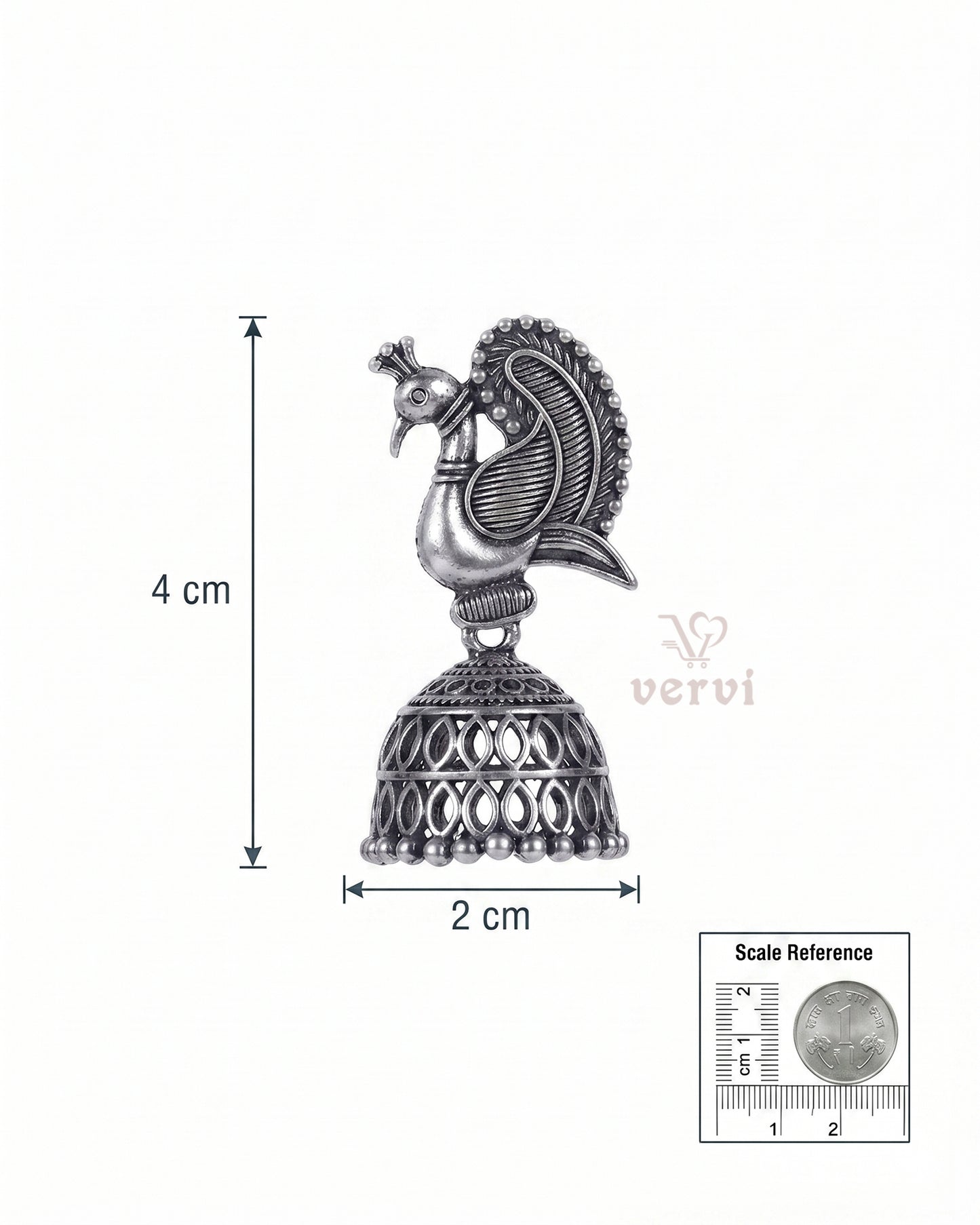 Oxidized Royal Peacock Temple Jhumka