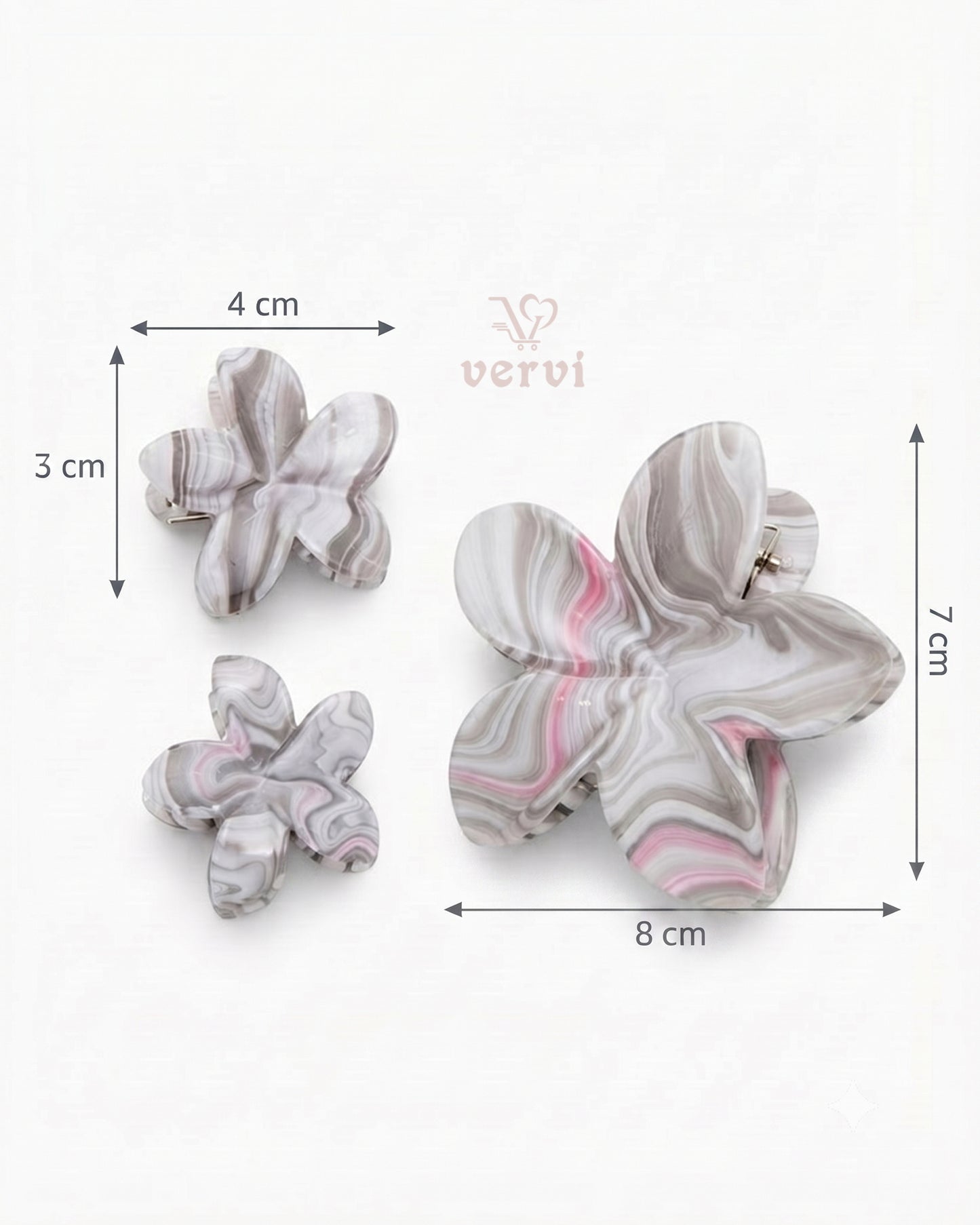 Marble Flower Hair Claw Clip Set 1 (Pack of 6)
