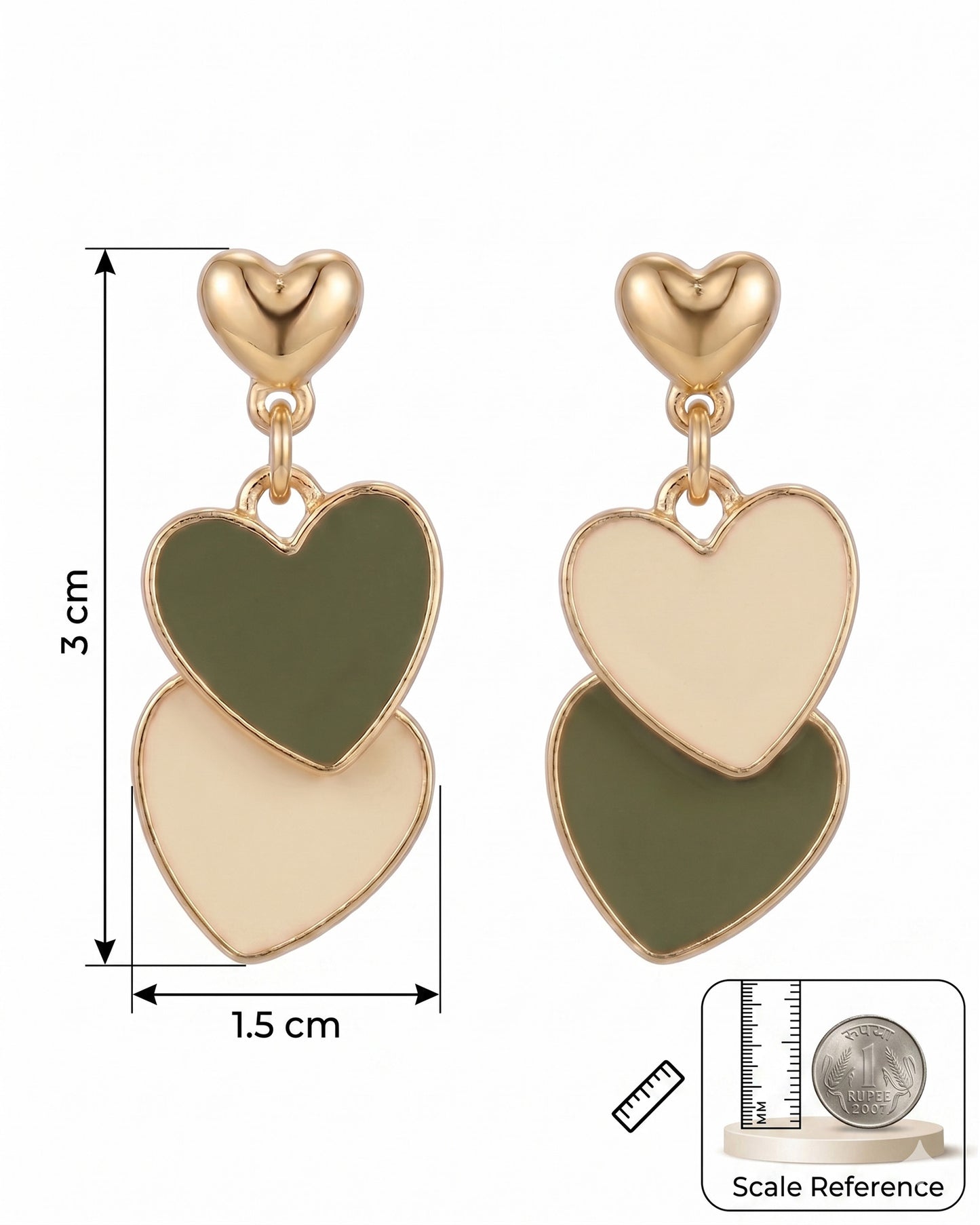 Korean Twin Heart Earring