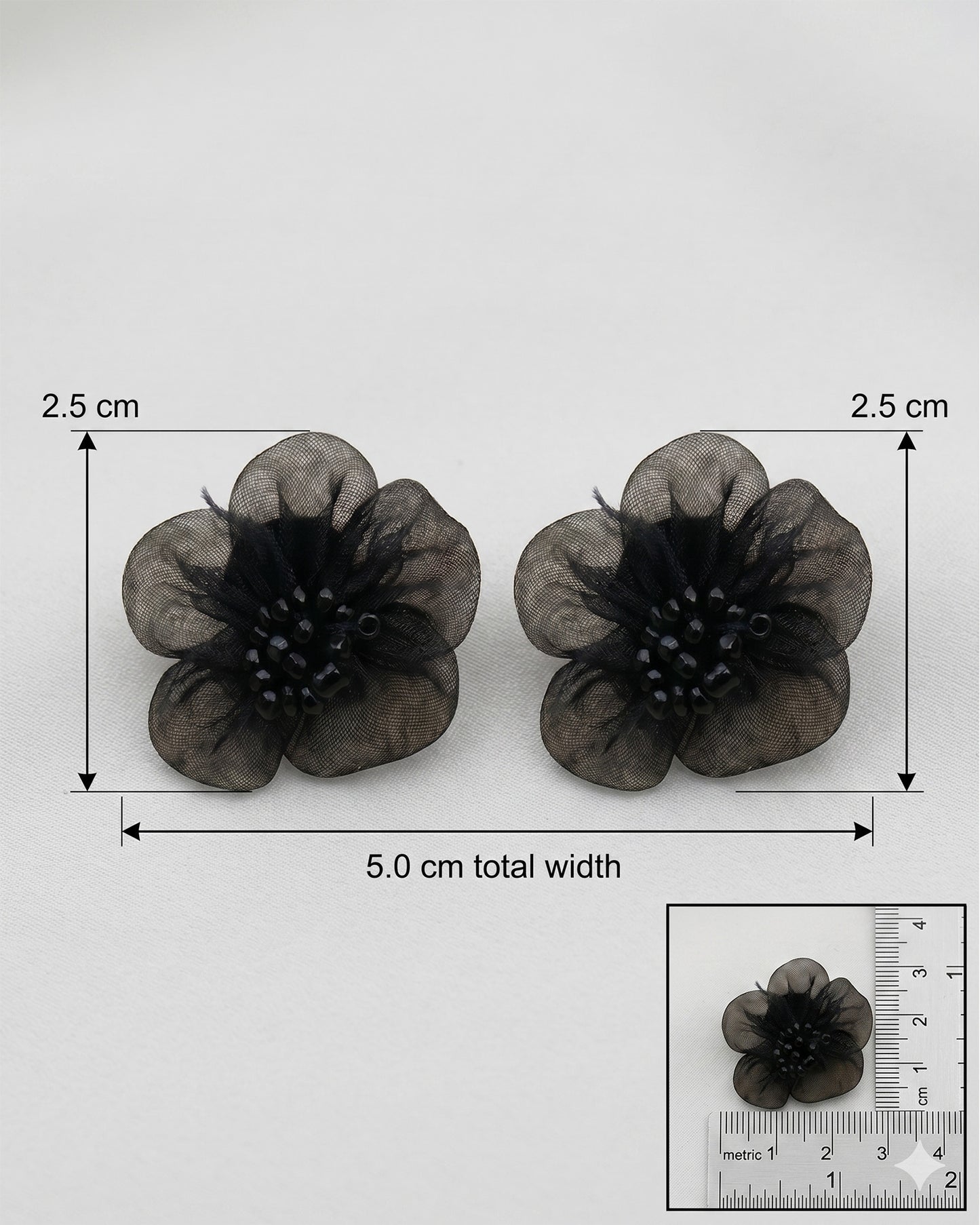 Korean Black Flower Earring