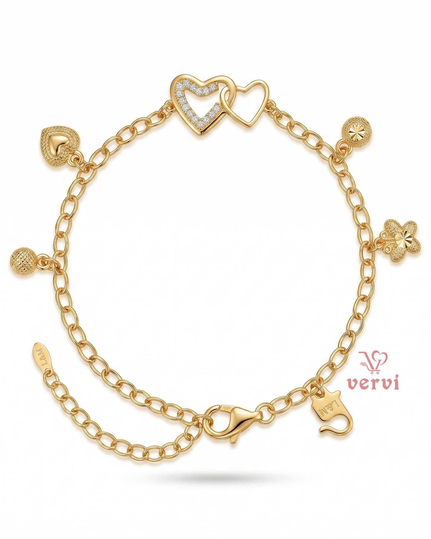Twin Hearts with Beads Bracelet