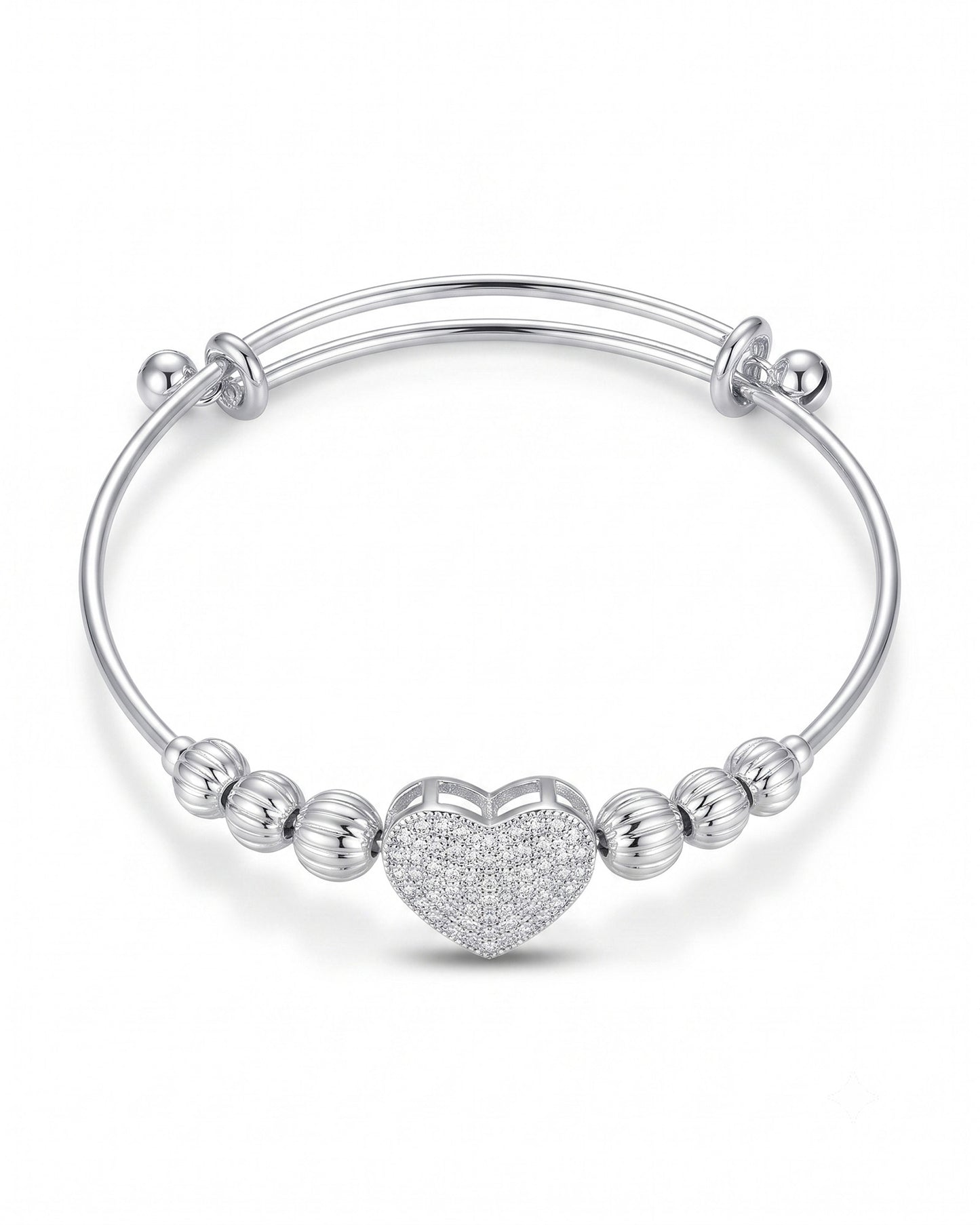 Silver heart Stone with bells Bracelet