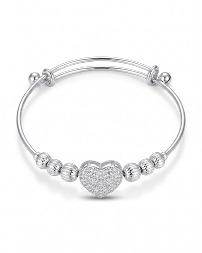 Silver heart Stone with bells Bracelet