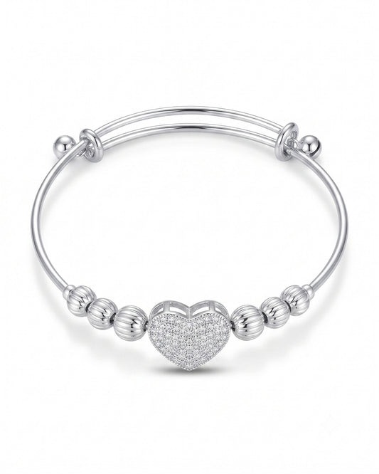 Silver heart Stone with bells Bracelet
