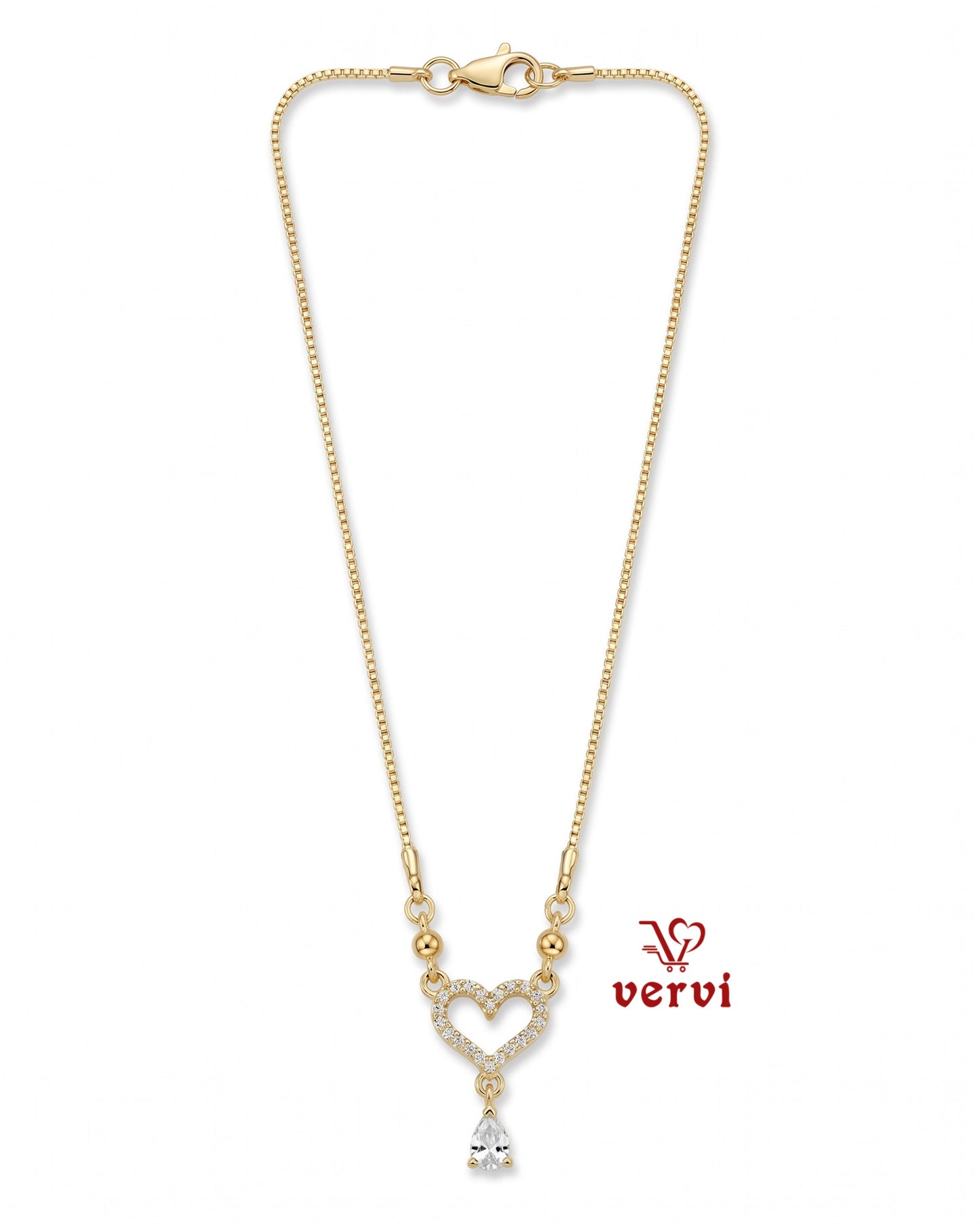 Love Drop Stoned Pendant Chain