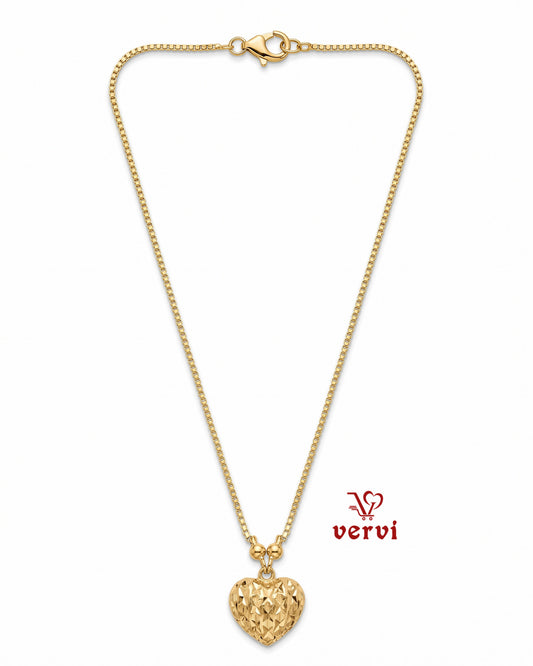 Diamond Cut Heart Pendant Chain