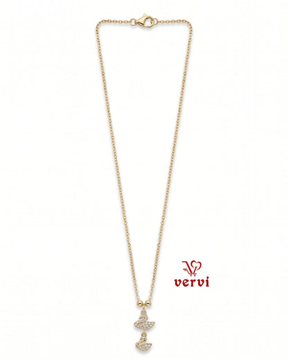 Twin Swan Drop Pendant Chain