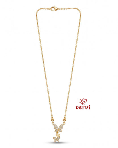 Twin Butterfly Drop Pendant Chain