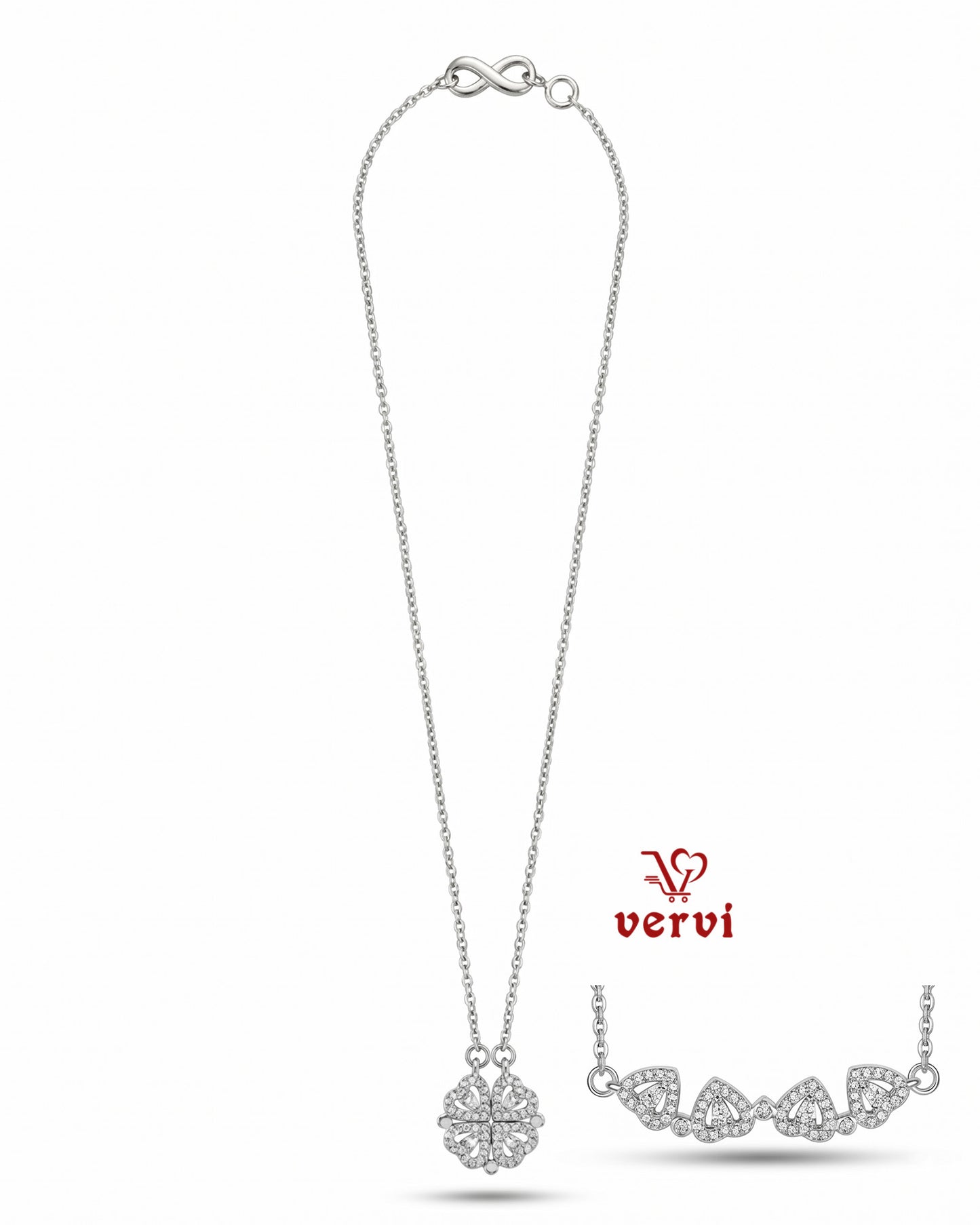 Floral Heart Open Close Pendant Chain