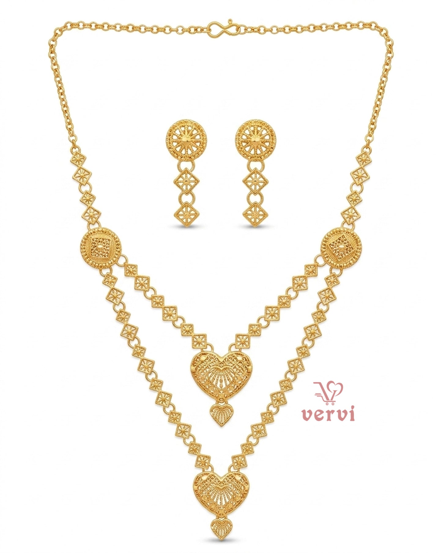 Ethnic Heart Layered Necklace Set