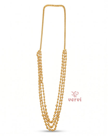 Three Layered Bead Gold Necklace
