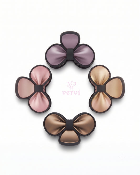 Petal Bow Hair Claw Clips Matte  Combo 3