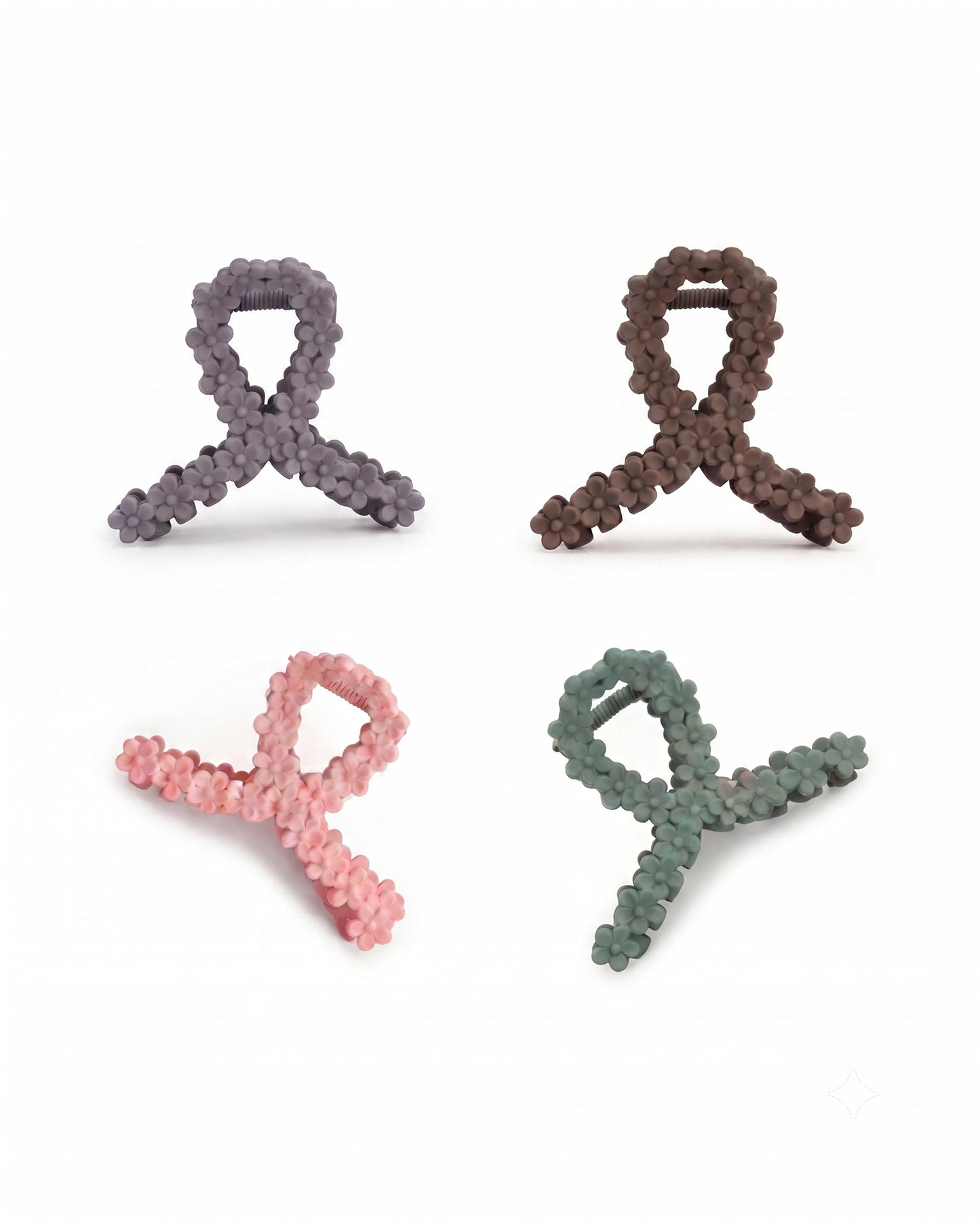 Multi Floral Hair Claw Clips Matte Combo 2
