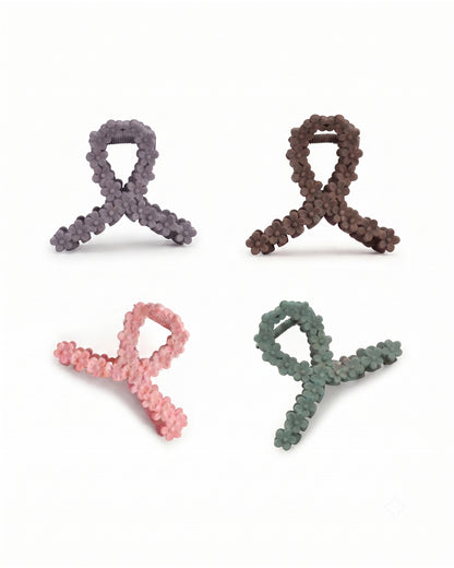 Multi Floral Hair Claw Clips Matte Combo 2