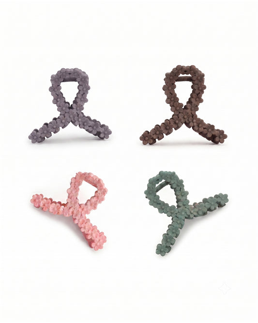 Multi Floral Hair Claw Clips Matte Combo 2