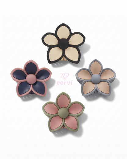 Korean Flower Hair Claw Clip Set 2 (Pack of 4)