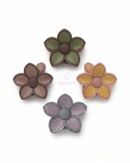 Korean Flower Hair Claw Clip Set 3 (Pack of 4)
