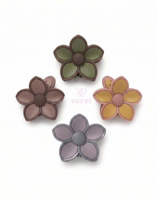 Korean Flower Hair Claw Clip Set 3 (Pack of 4)