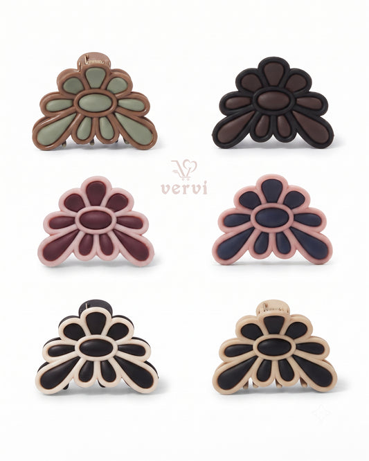Matte Daisy Flower Hair Claw Clip Set 1 (Pack of 6)