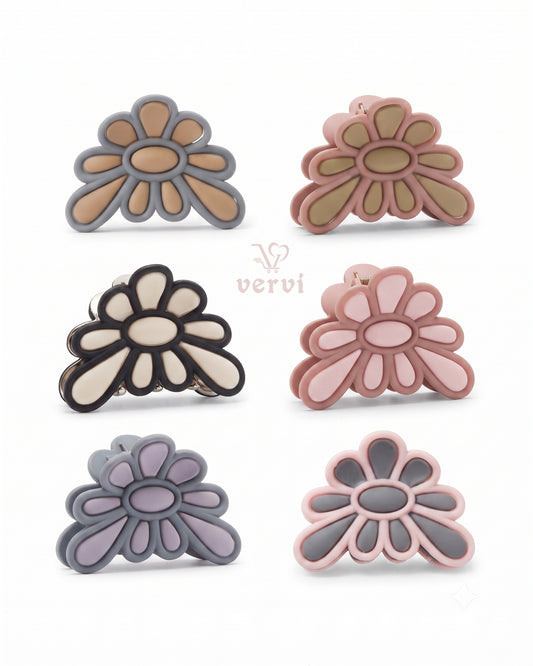 Matte Daisy Flower Hair Claw Clip Set 2 (Pack of 6)