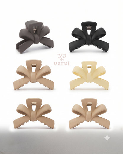 Korean Bow Hair Claw Clip (Pack of 6)