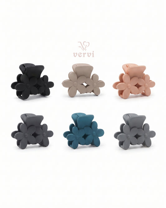 Twin Flower Hair Claw Clip Set 2 (Pack of 6)