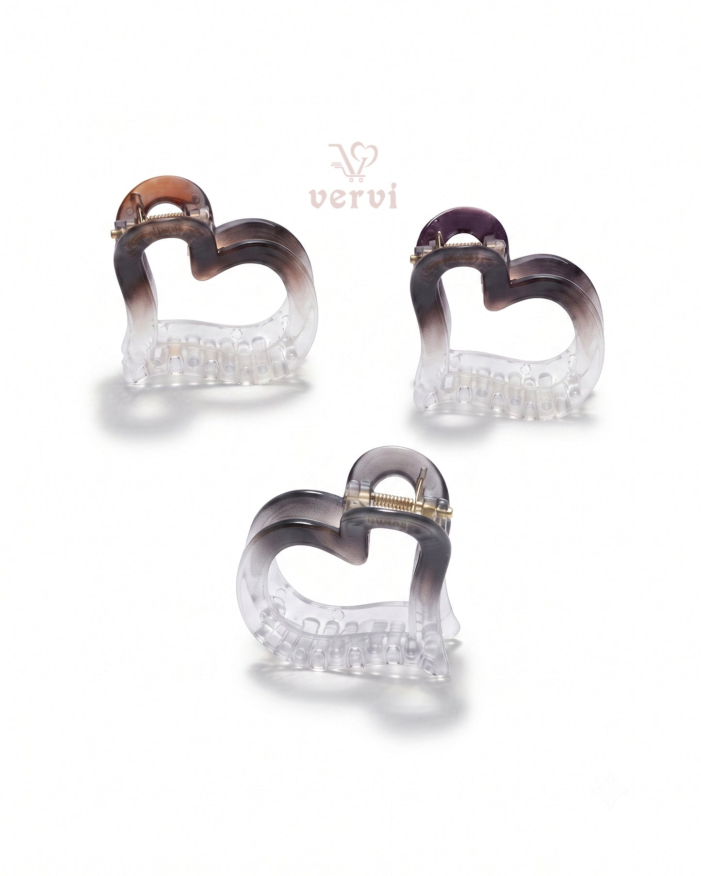 Gradient Heart Hair Claw Clip Set 1 (Pack of 3)