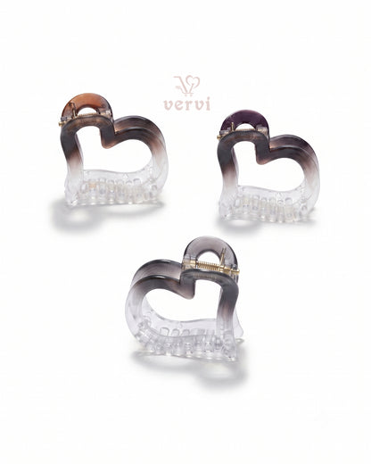 Gradient Heart Hair Claw Clip Set 1 (Pack of 3)