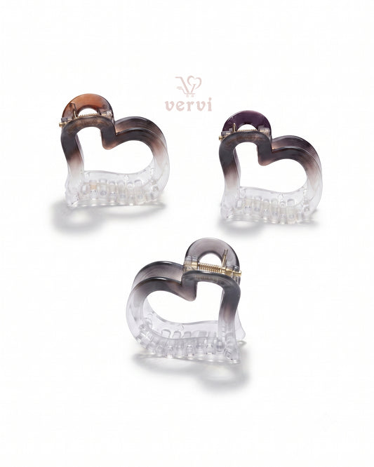 Gradient Heart Hair Claw Clip Set 1 (Pack of 3)