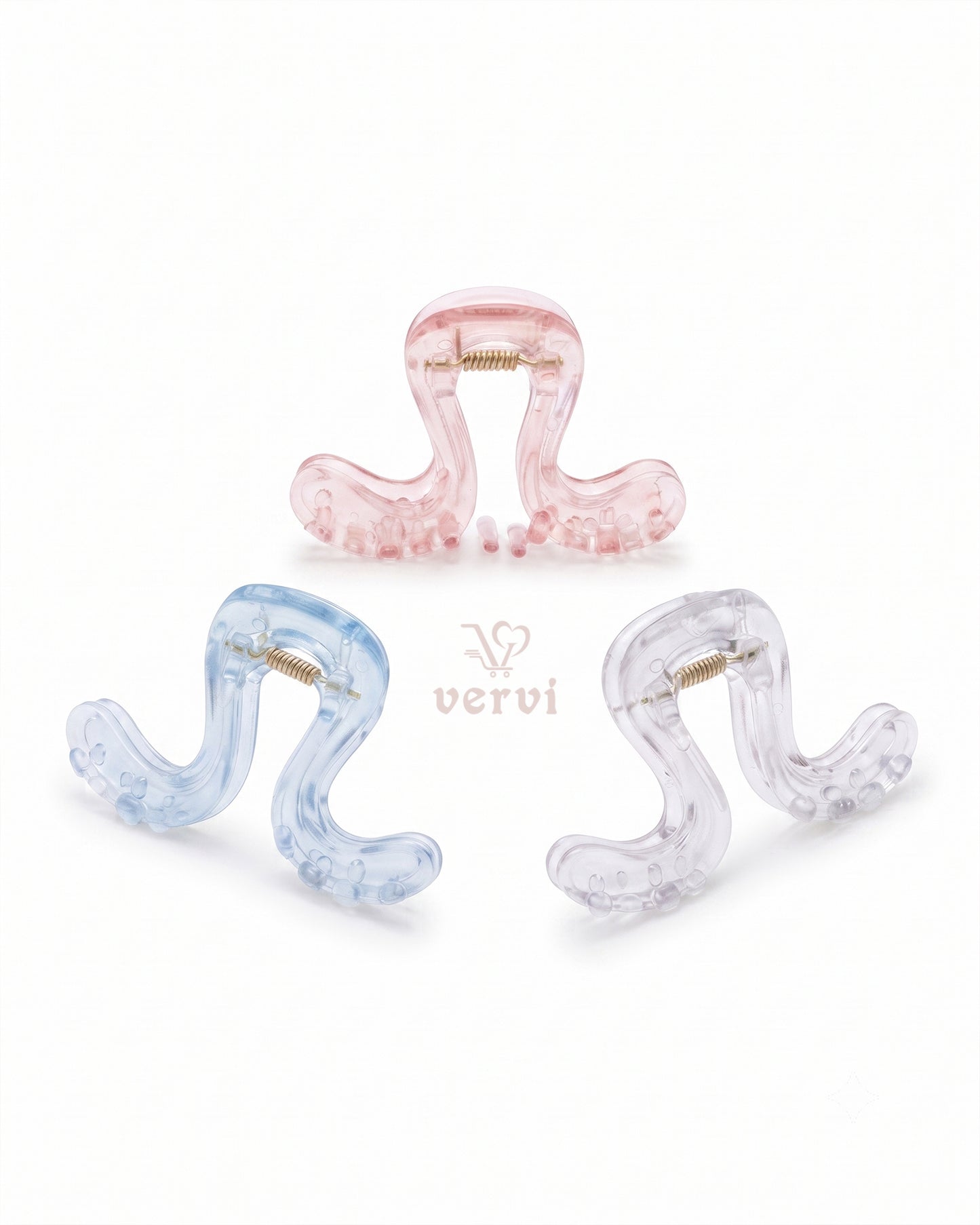 Transparent Wavy Hair Claw Clip Set 1 (Pack of 3)