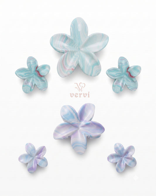 Marble Flower Hair Claw Clip Set 6 (Pack of 6)