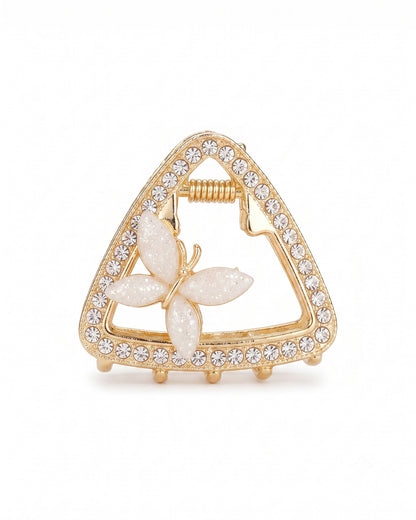 Crystal Heart Flower Hair Claw Clip