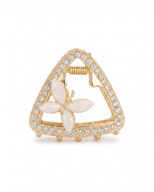 Crystal Heart Flower Hair Claw Clip