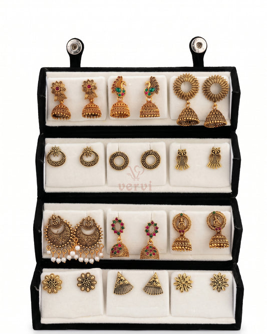 Jhumka Combo Earrings Box Combo 3 - Antique Gold