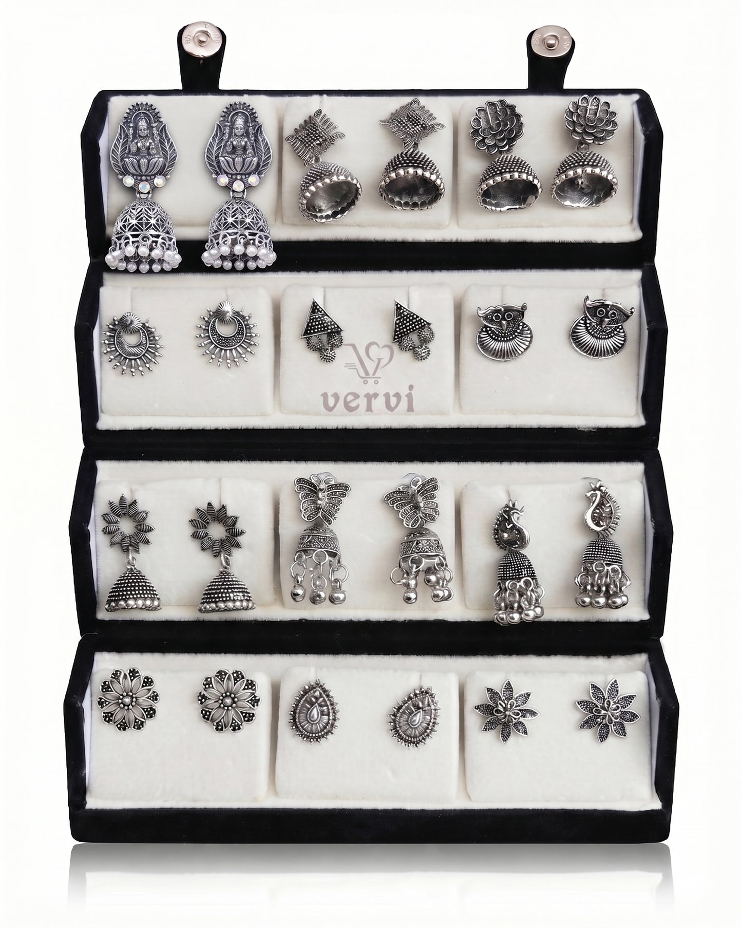 Jhumka Combo Earrings Box Combo 4 - Oxidized Silver
