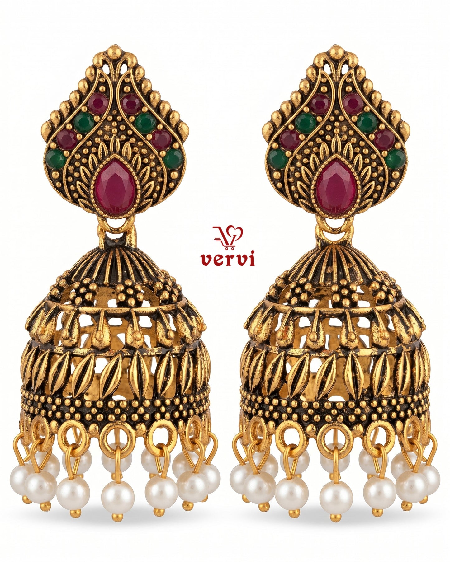 Antique Gold Heavy Jhumka